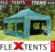 Alupavillon FleXtents Xtreme 4x6m Grün, mit 8 wänden